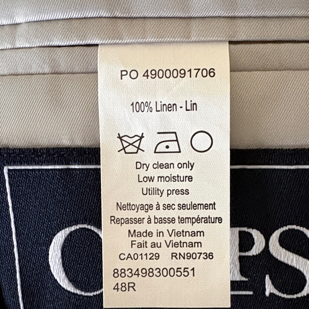 NWT Chaps Linen Blazer in Natural Two Button Lined Wedding Guest Preppy Size 48R - Picture 6 of 10